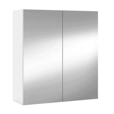 Mancini 600mm White Mirrored 2-Door Wall Mounted Bathroom Cabinet Storage Solution - UK Luxury Furniture